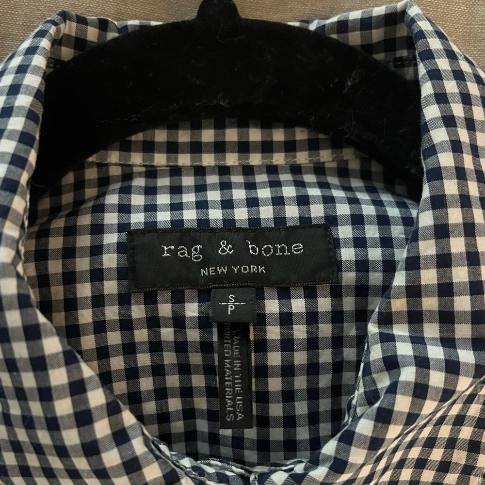 Rag & Bone Navy and White Gingham Shirt